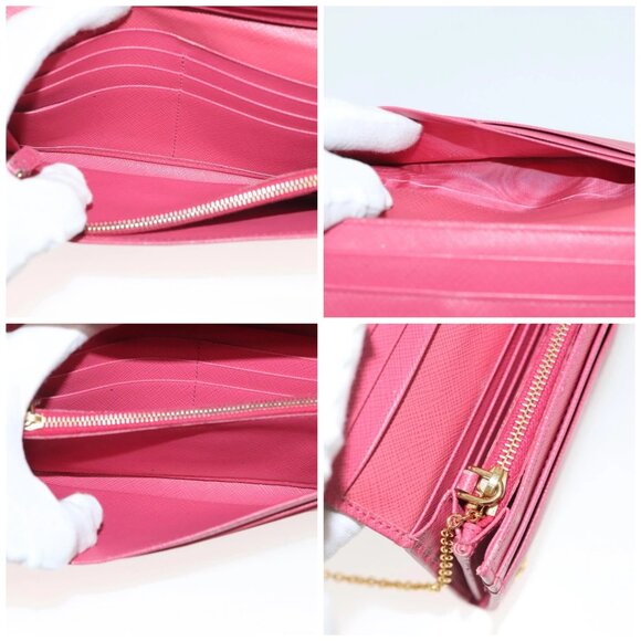 PRADA Long Wallet Safiano leather Pink Gold Auth sw1442 - Picture 15 of 15